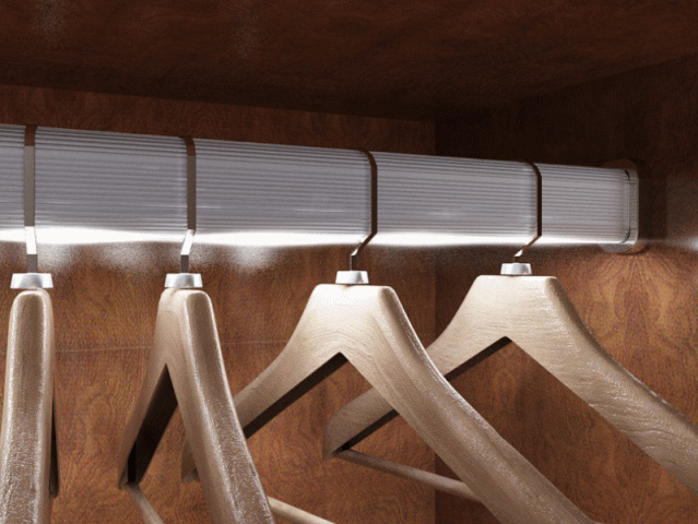 What kind of wardrobe lights and shelf lights are generally installed in stylish wardrobes?  (image 3)